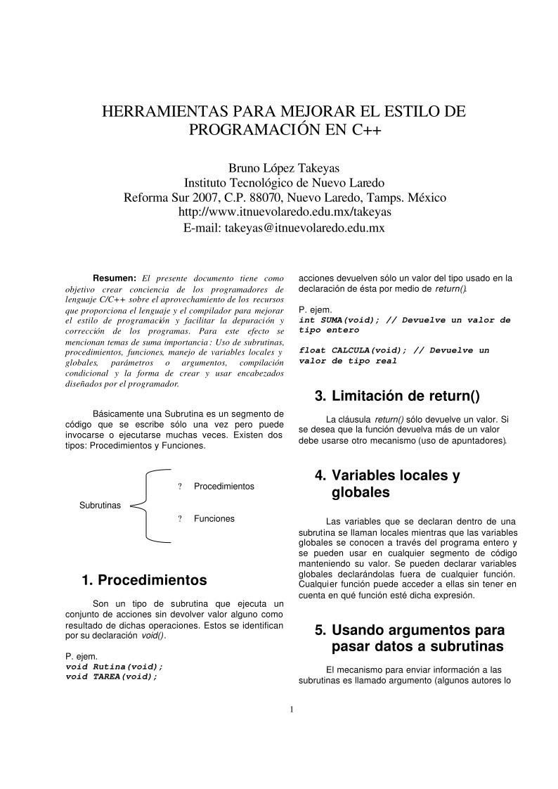 Imágen de pdf Herramientas para mejorar el estilo de programación en C++